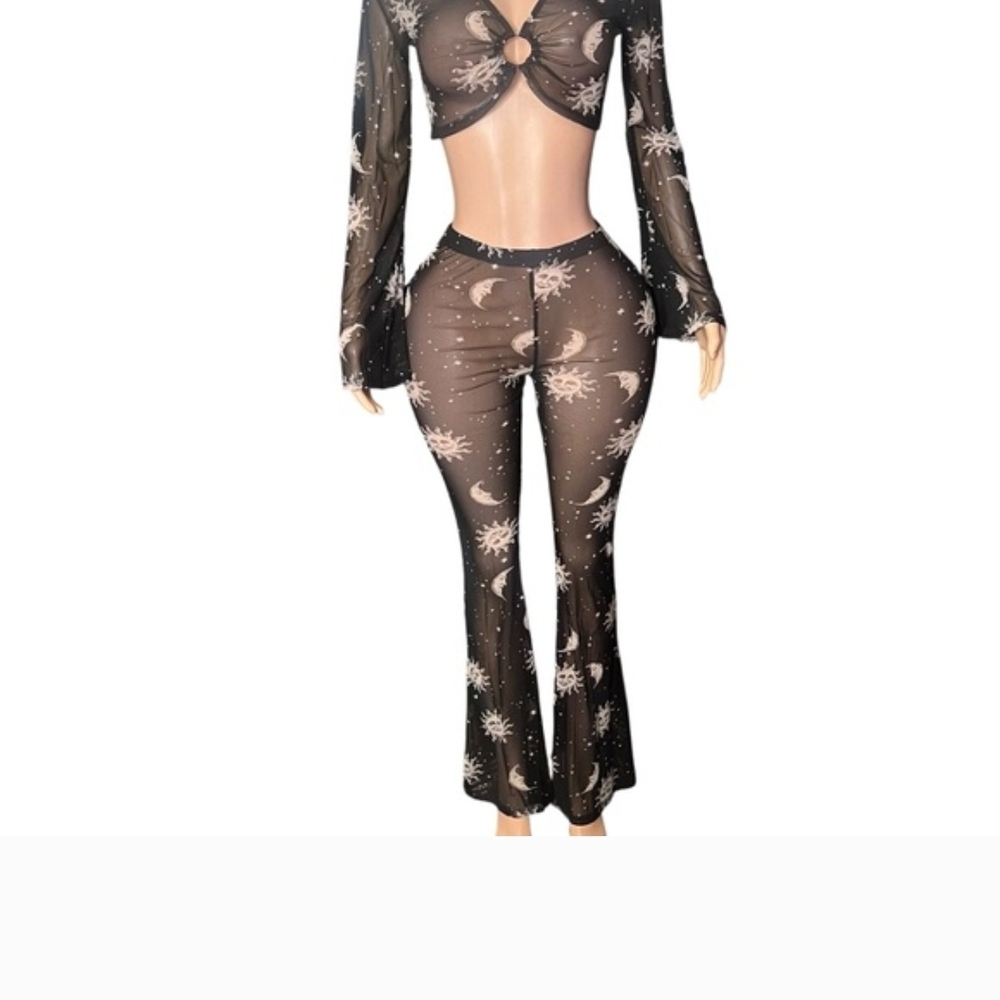 Black Sheer Celestial Two-Piece Set